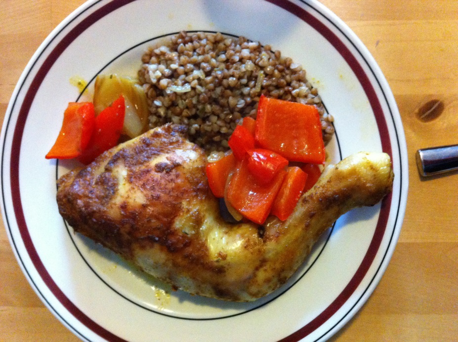 Hähnchen mit geröstetem Buchweizen und Paprika